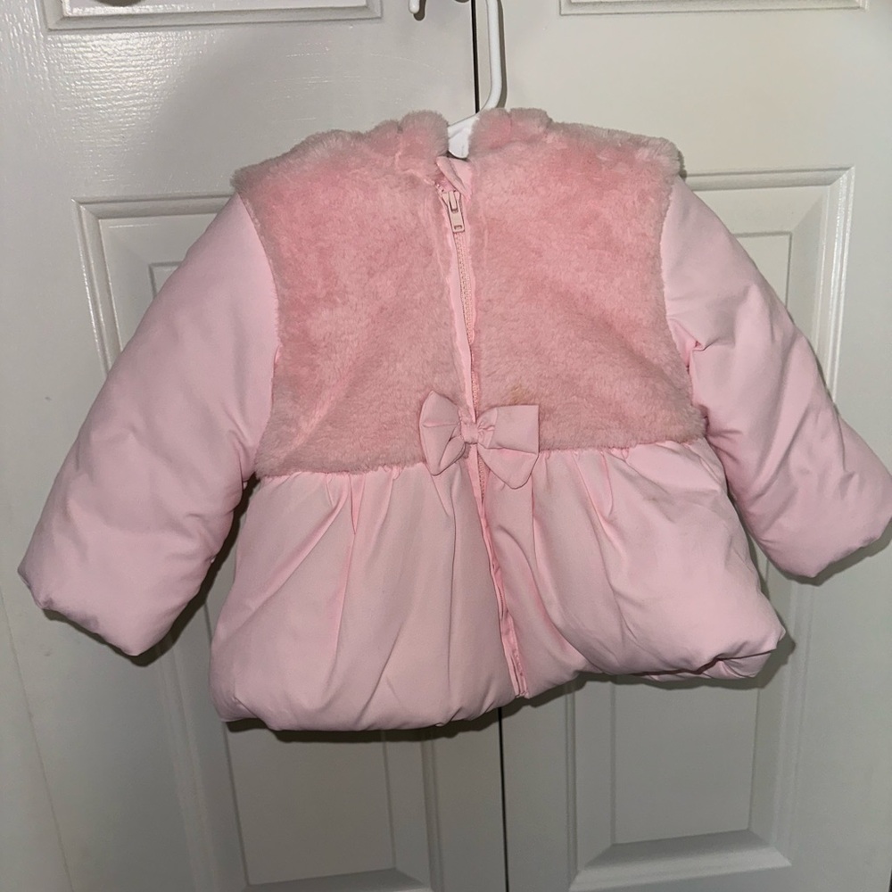 Little Me Pink Puffer Jacket with Bow